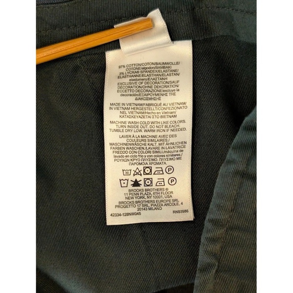 Brooks Brothers Chinos Mens 32x32 Black Advantage Stretch Pants Straight Flat - Picture 8 of 8